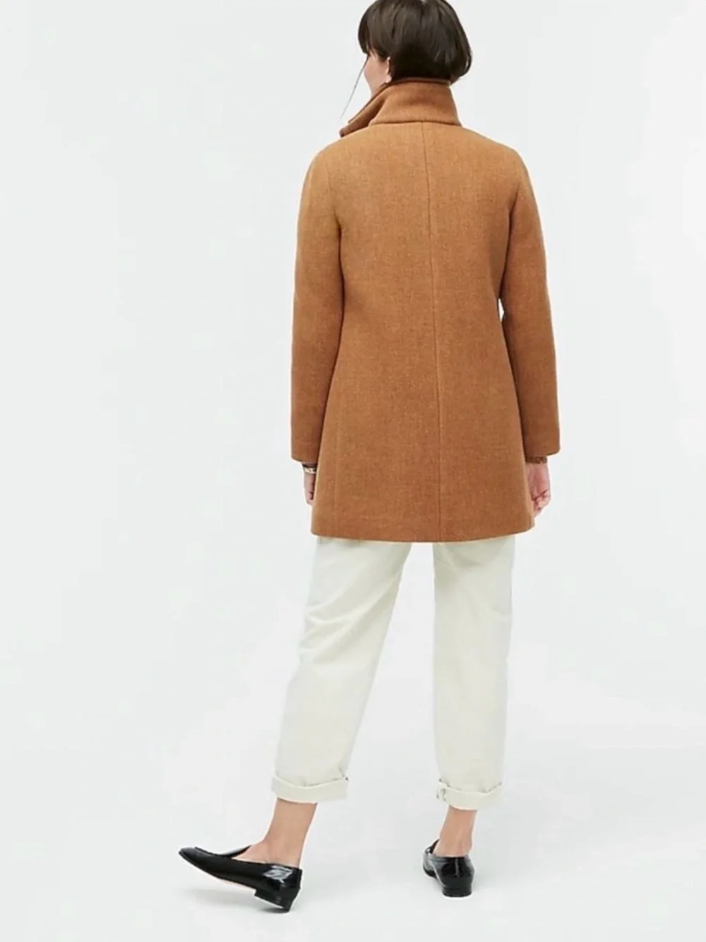 J.Crew Lodge Coat in Italian Stadium-Cloth Wool Heather Acorn 00 XS Camel Brown